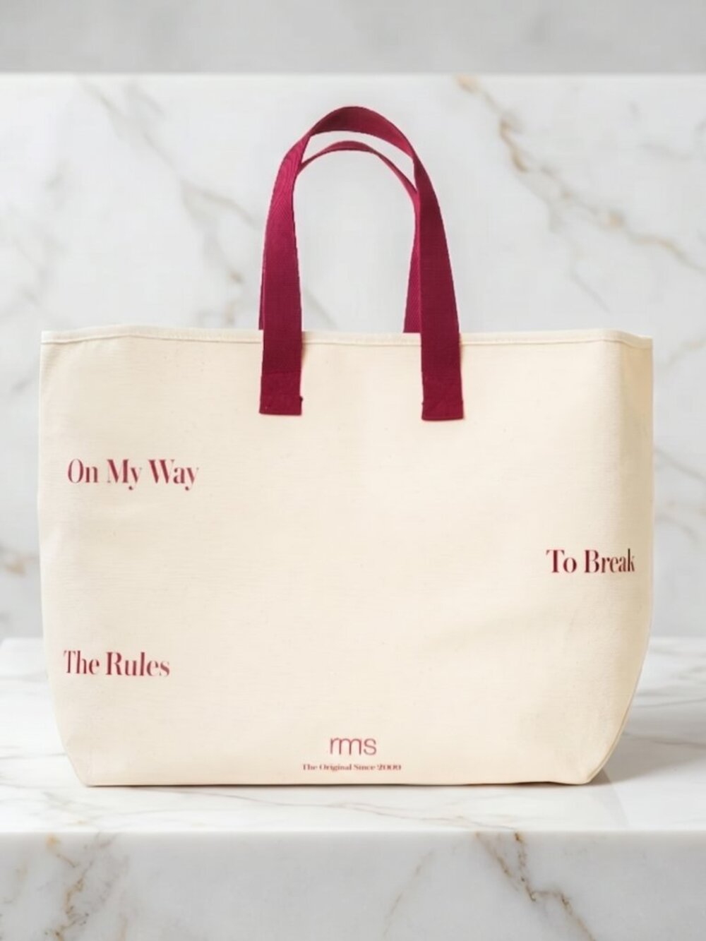 NWT RMS Beauty The Weekender Travel Tote Bag Canvas Burgundy Handles Limited Ed.